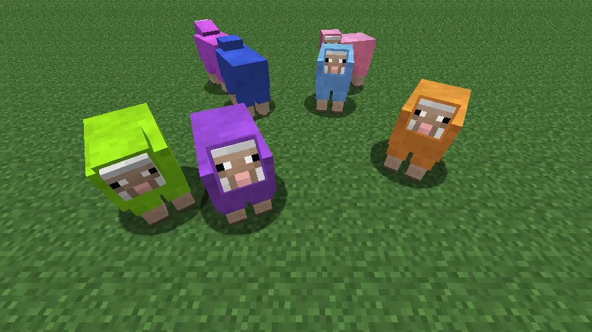 Colorful Minecraft sheep from the evolution mod